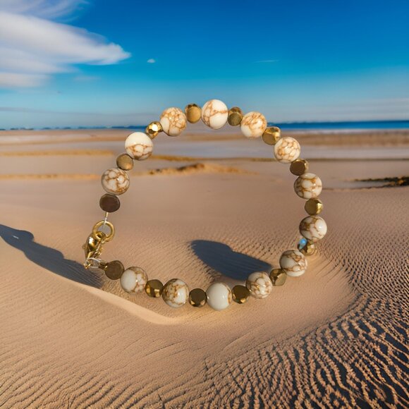 Marble and gold Bracelet   7 in. ~ New - Picture 1 of 2